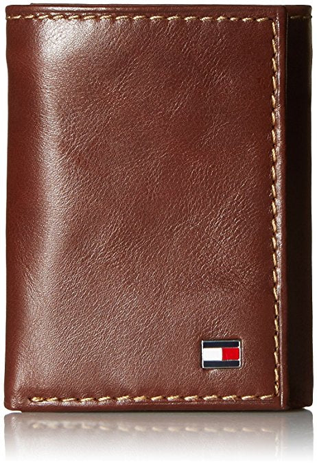 tommy hilfiger trifold wallet brown