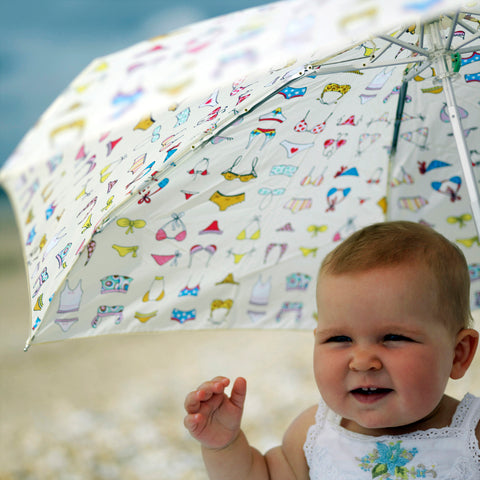 beach baby with parasol