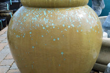 Lg. Glazed Jar Fountain – Swamp Glaze