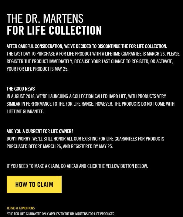 End of an Era: Dr Martens scrap their lifetime guaranteed "For Life" range | BuyMeOnce