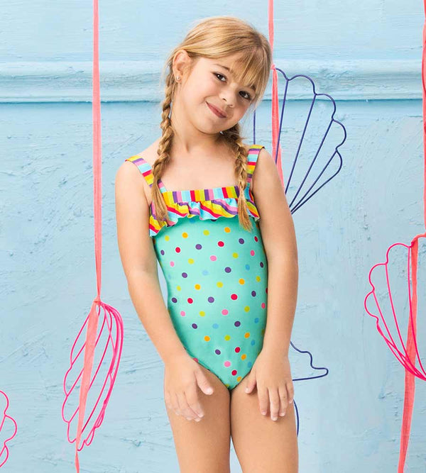 Confetti Girls Ruffle One Piece By Ondademar Kayokoko Swimwear Usa 