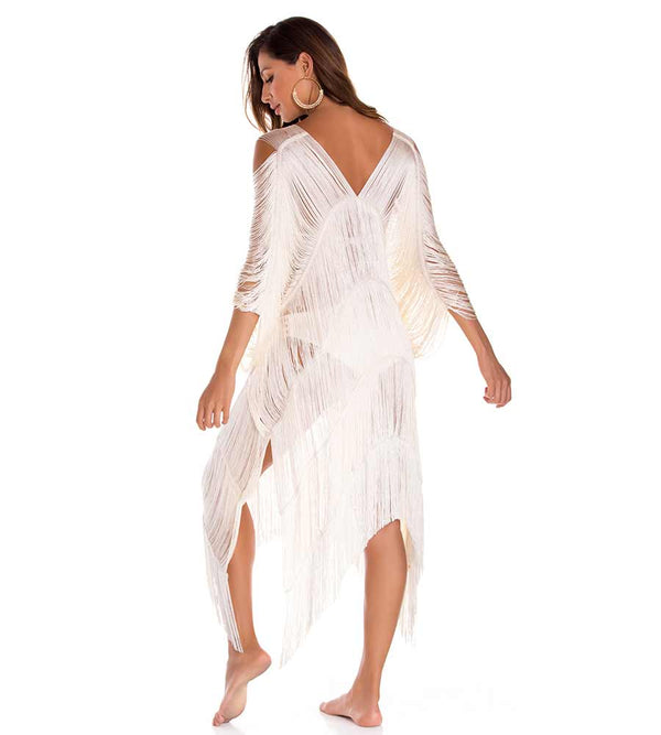 Arezzo Ivory Fringe Cover Up By Milonga Kayokoko Swimwear