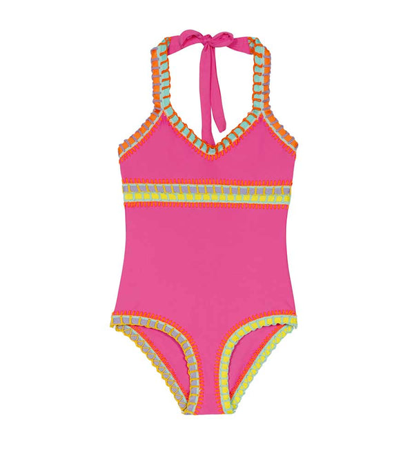 Peony Rainbow Embroidered Girls One Piece By Pilyq Kayokoko Swimwear Usa