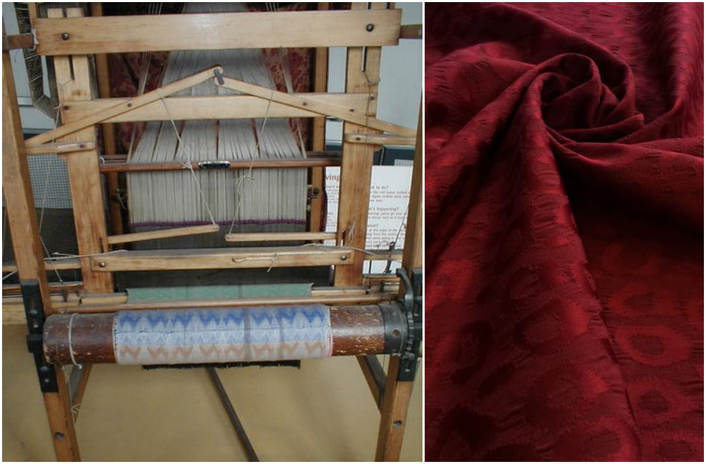 Jacquard fabric on a loom