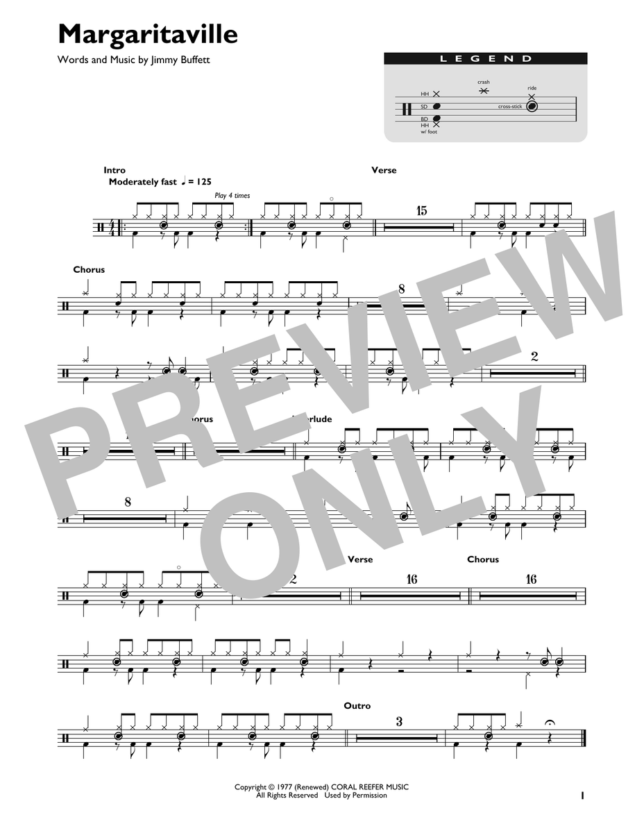 Margaritaville Sheet Music - Jimmy Buffett - Guitar Tab