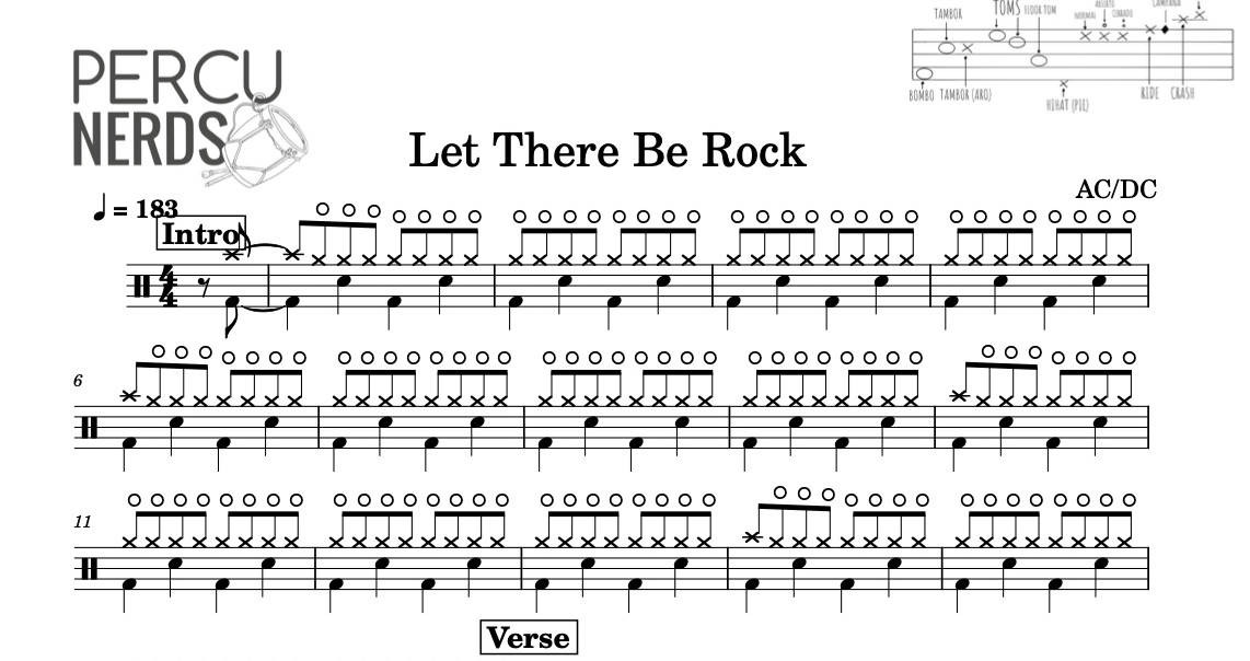 Let There Be Rock - AC/DC - Sheet Music - Percunerds Transcriptions – DrumSetSheetMusic