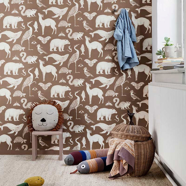 Ferm Living Kids Katie Scott Wallpaper Animals Toffee Elenfhant