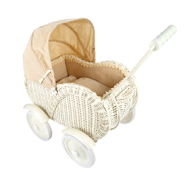 legler grey wicker dolls pram