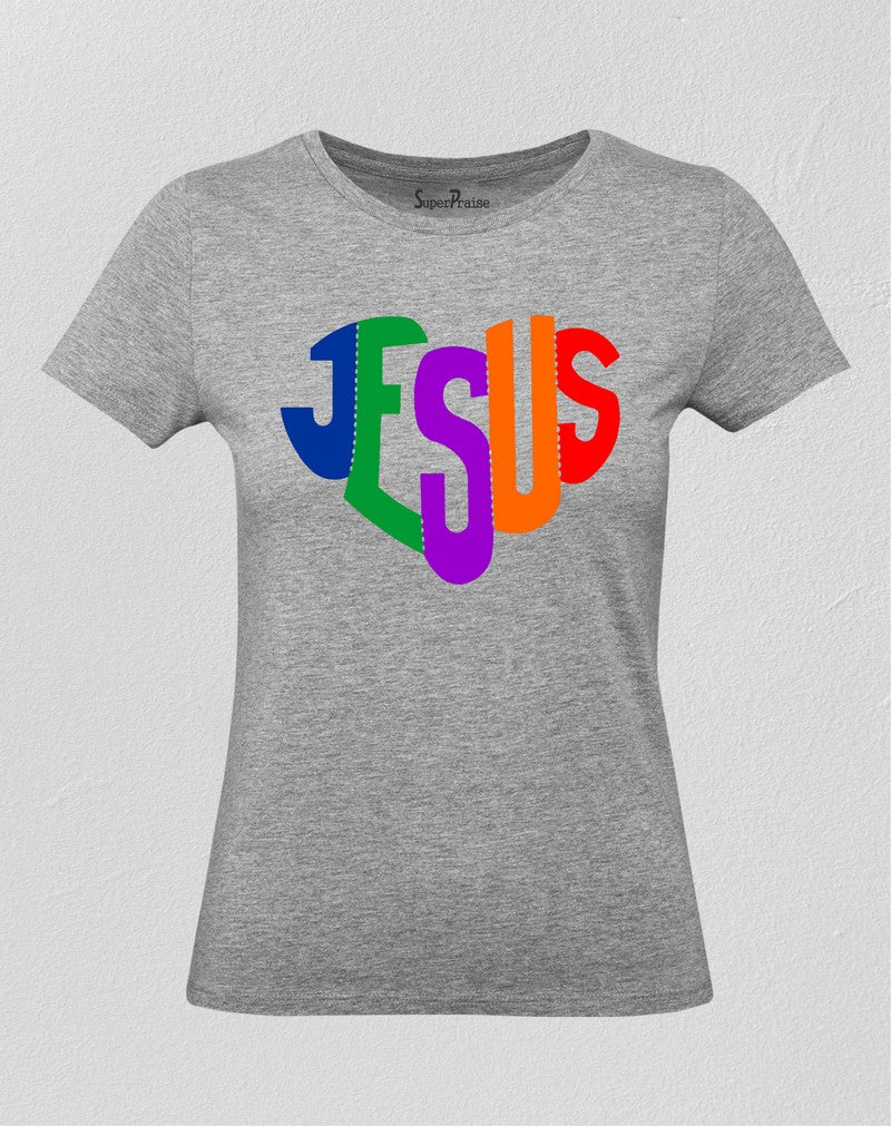 Christian Women T Shirt Jesus Rainbow Blessing 