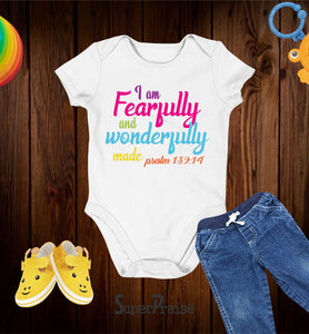 I Am Fearfully And wonderfully Made Christian Bible Verse Baby Bodysuit