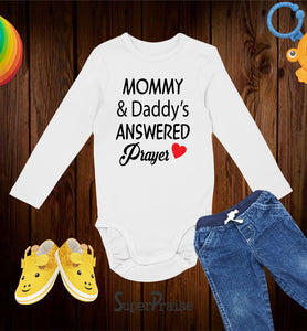 Mommy And Daddy's Answered Prayer Christian Faith Baby Bodysuit