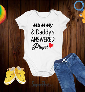 Mummy And Daddy's Answered Prayer Jesus Gospel Baby Bodysuit