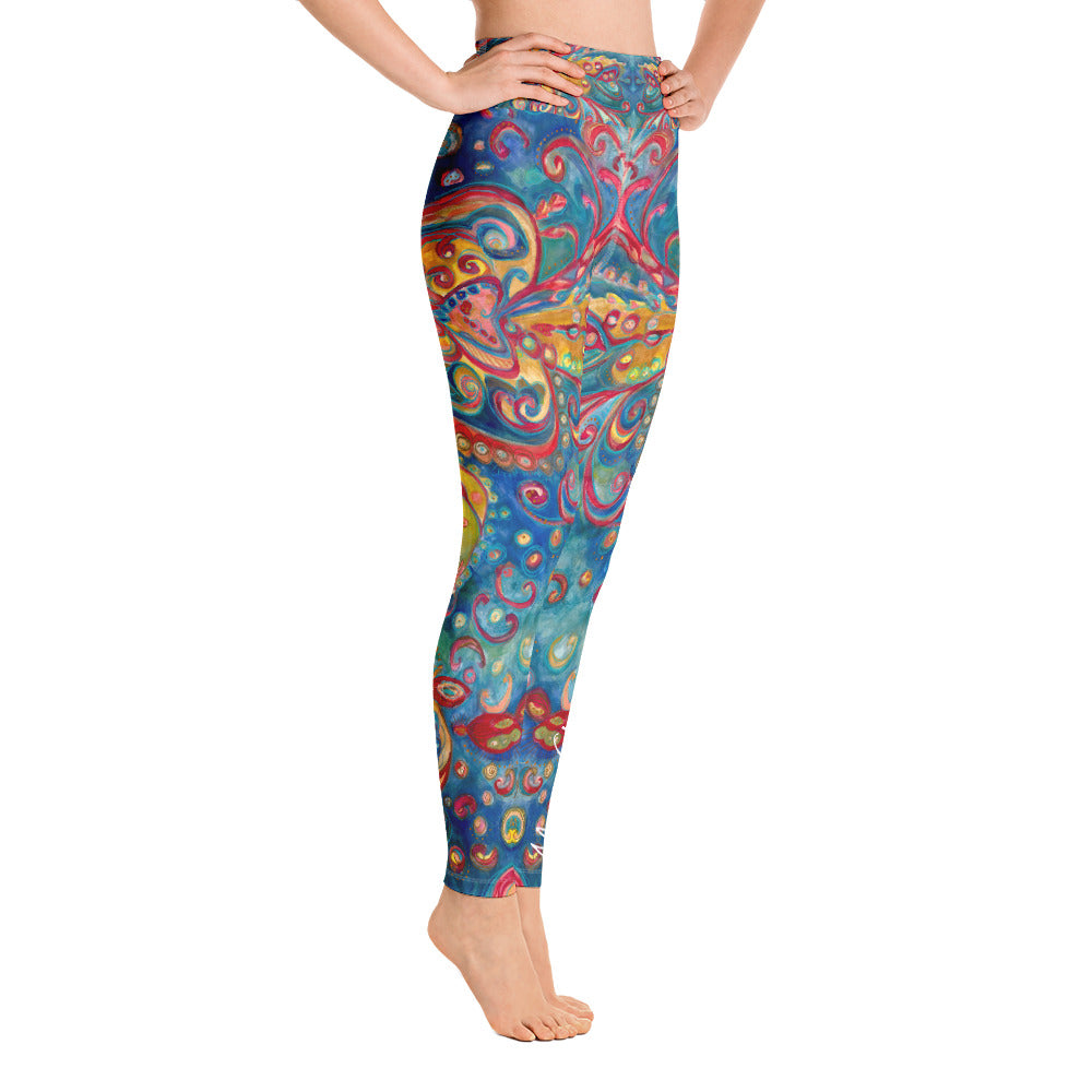 Estimated Pleated Continental Song" All Over Print Yoga Pants – MCLOVEWEAR