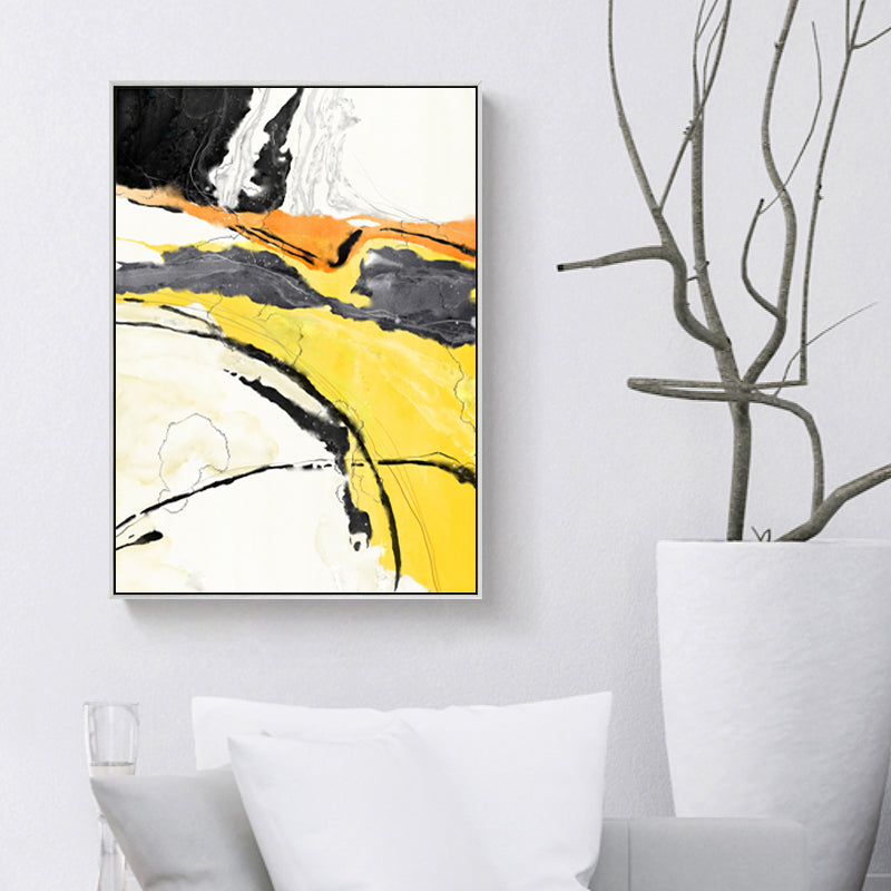 AB1494 Yellow Black Cool Modern Abstract Framed Wall Art Large Picture Prints 