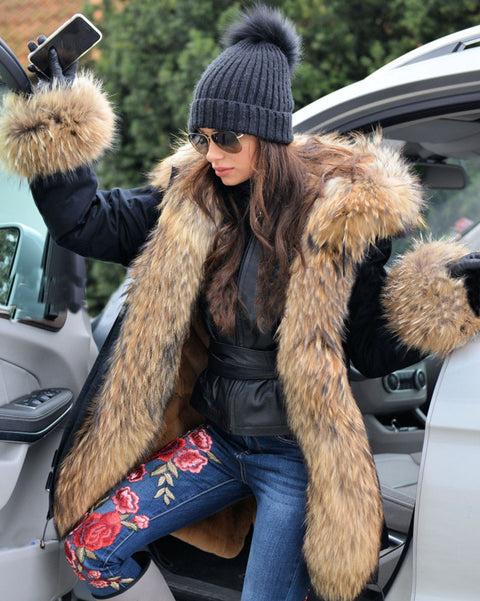 mountainviewsimmentals Women's Thicken Warm Luxury Casual Winter Faux Fur Hooded Plus Size Parka Jacket Coat UK Size 8 10 12 14 16 18 20