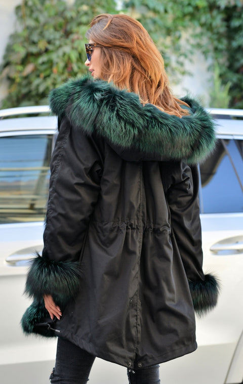 mountainviewsimmentals Thickened Warm Peacock Green Faux Fur Thicken Warm Parka Casual Fashion Women Hooded Long Winter Jacket Coat Overcoat