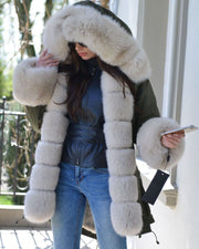 mountainviewsimmentals Thicken Warm Faux Fur Warm Parka Milk White Women Hooded Hip Top Winter Button Jacket Coat Overcoat Size 36-40-48-50