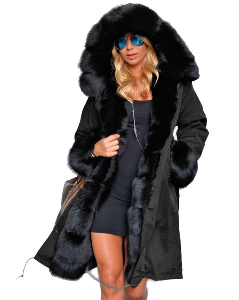 mountainviewsimmentals Women's Thicken Warm Casual Long Winter Faux Fur Hooded Plus Size Parka OverCoat Jacket Coat Plus Size S M L XL XXL 3XL