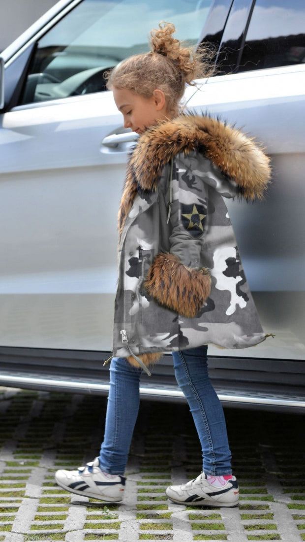 Fur Hooded Parka Children Thicken Warm Outwear Girls Clothing Kids Jackets