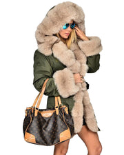 mountainviewsimmentals Thickened Warm Milk Beige Faux Fur Casual Parka Fashion Luxury Women Hooded Long Winter Jacket Overcoat EU SIZE S-2XL-3XL