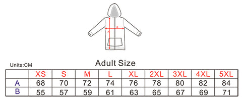 hoody sizing chart