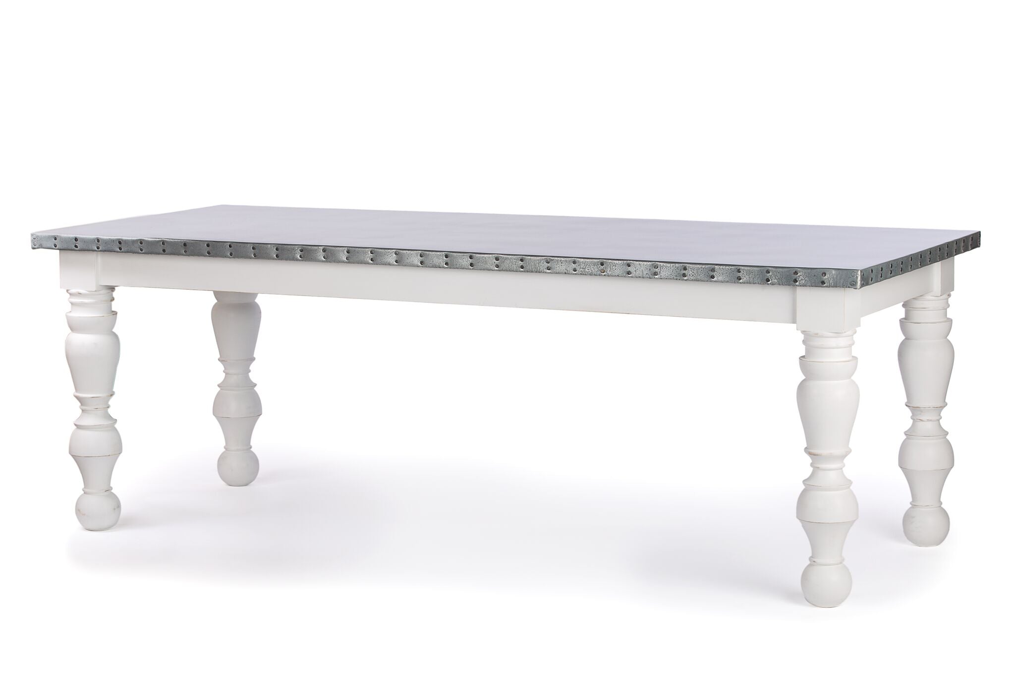 Zinc Rectangular Table | Dauphine Table | BLACKENED BRONZE | Natural Black Walnut | CUSTOM SIZE 62"L 35"W 42"H | 2"| Edge Profile : Plain, No Rivets kingston-krafts-zinc-tables.