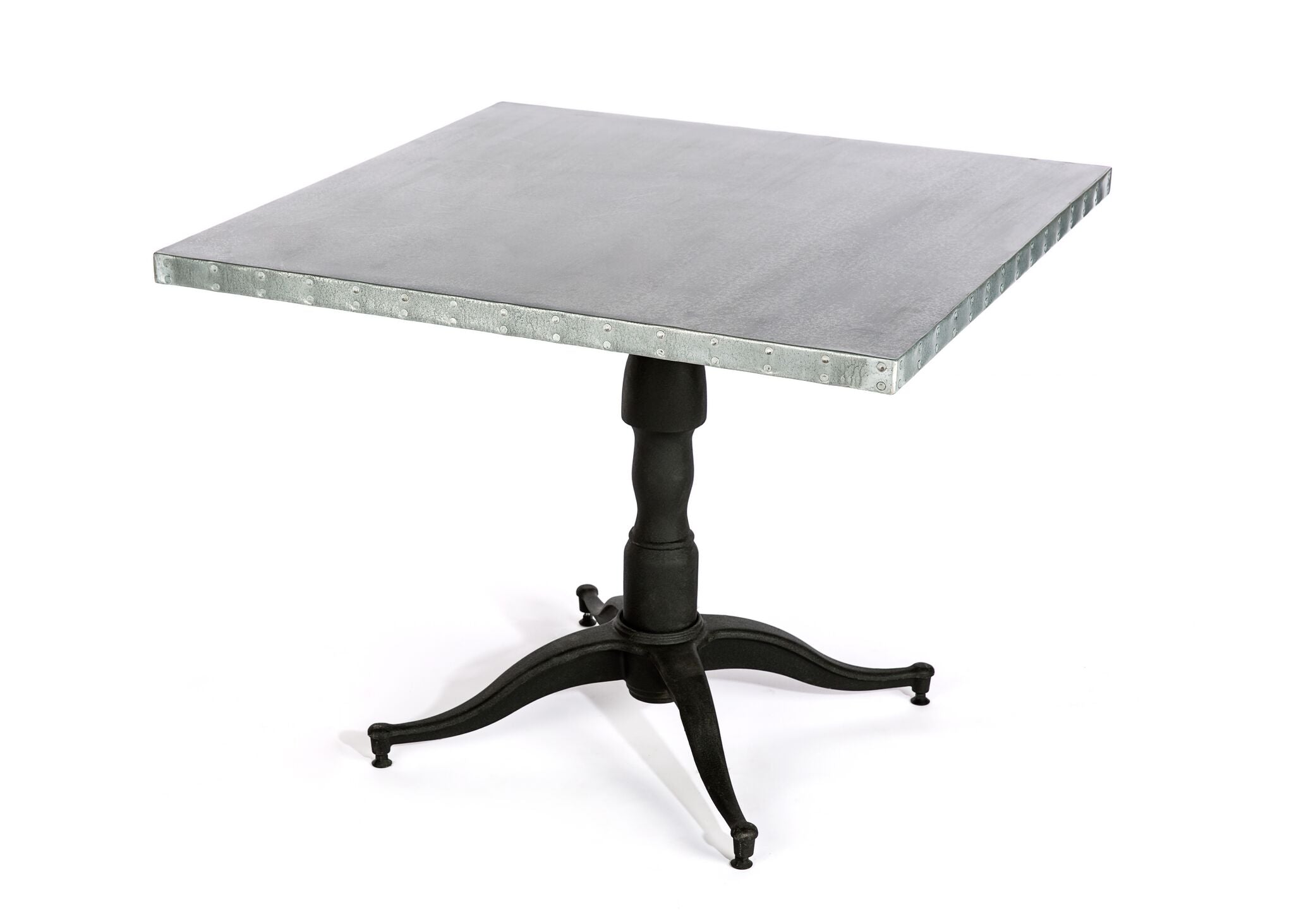 Zinc Square Tables | Francesca Table | CLASSIC | Black | 48"L 30"H | 1.5" Standard| Edge Profile : Plain, No Rivets kingston-krafts-zinc-tables.
