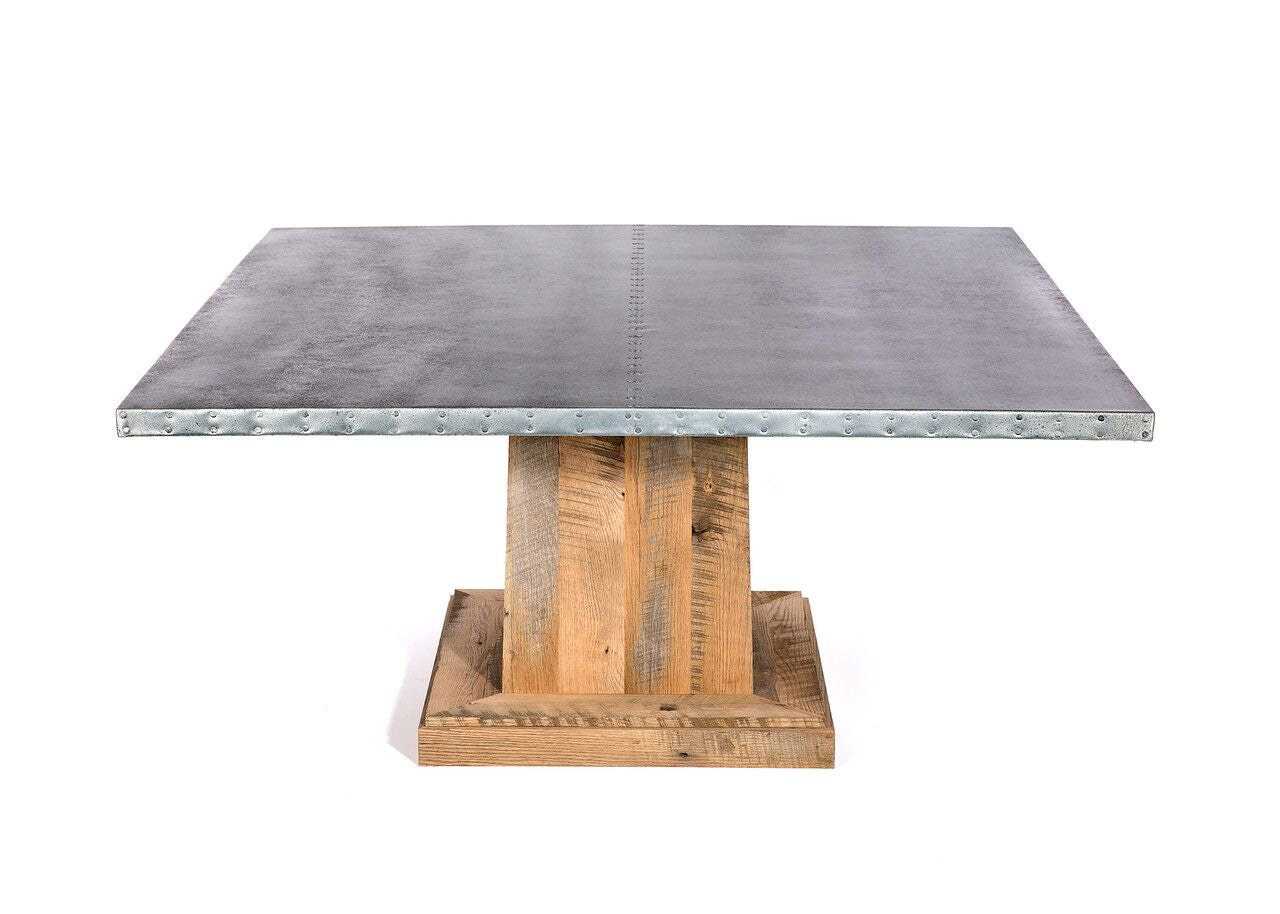 Zinc Square Tables | Santa Fe Table | CLASSIC | Black on Poplar | CUSTOM SIZE D 60 H 30 | 2" | Edge Profile : Plain, No Rivets