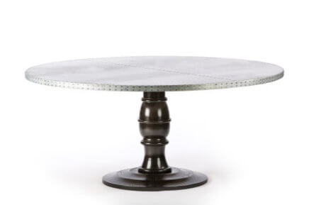Zinc Round Tables | Providence Table | CLASSIC | Natural Ash | CUSTOM SIZE 42"D 30"H | 1.5" Standard| Edge Profile : Plain, No Rivets kingston-krafts-zinc-tables.
