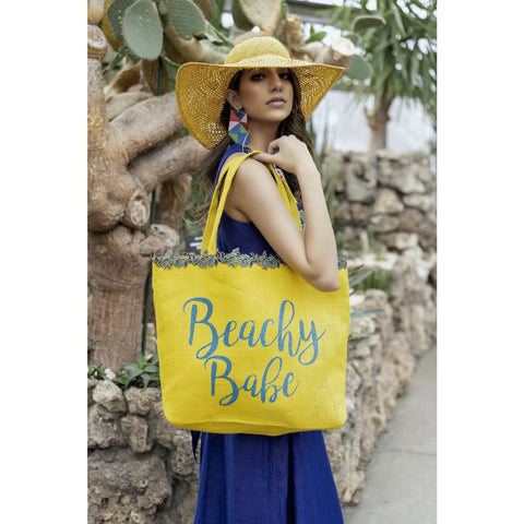 Designer fashion yellow tote bag beachy babe usa online boutique womens free shipping