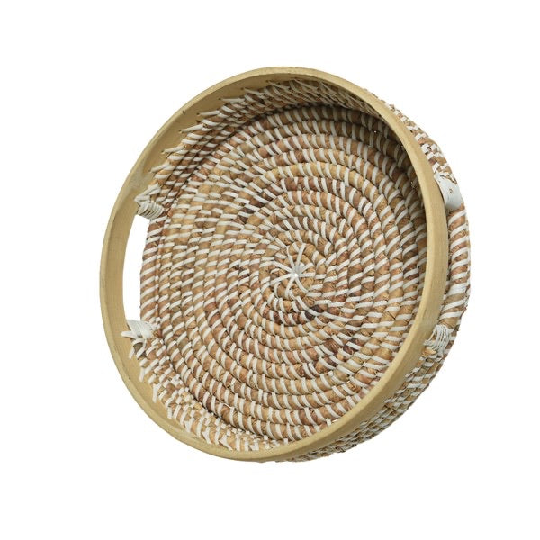 Waterhyacinth Tray with Bamboo Handle Rim
