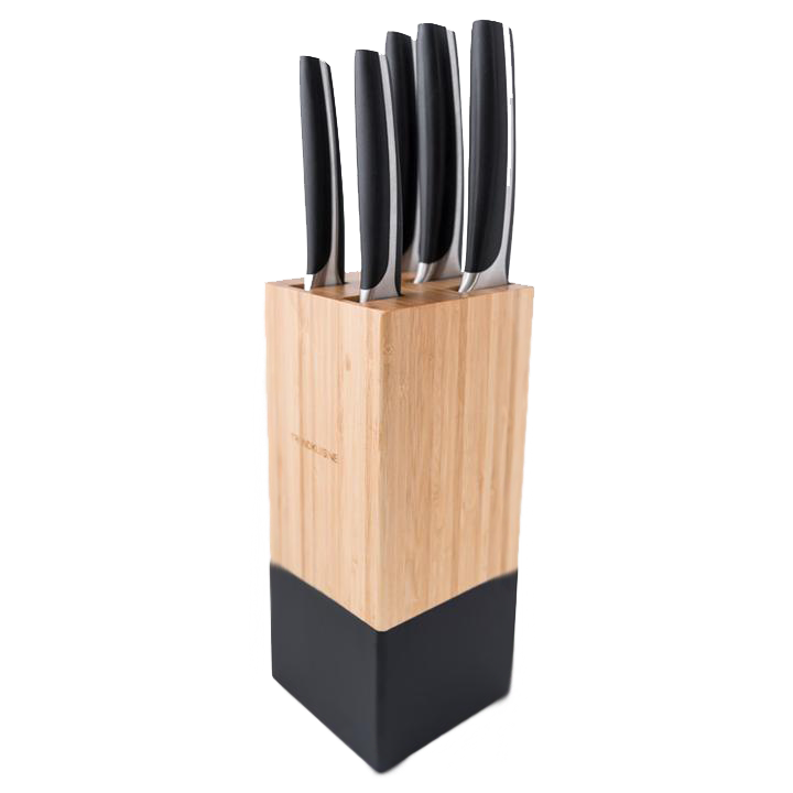 Set de cuchillos de acero inoxidable con base de bambú - 6 piezas