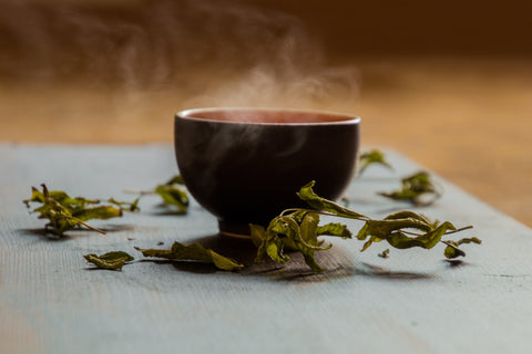 Green Tea Leaves on Table