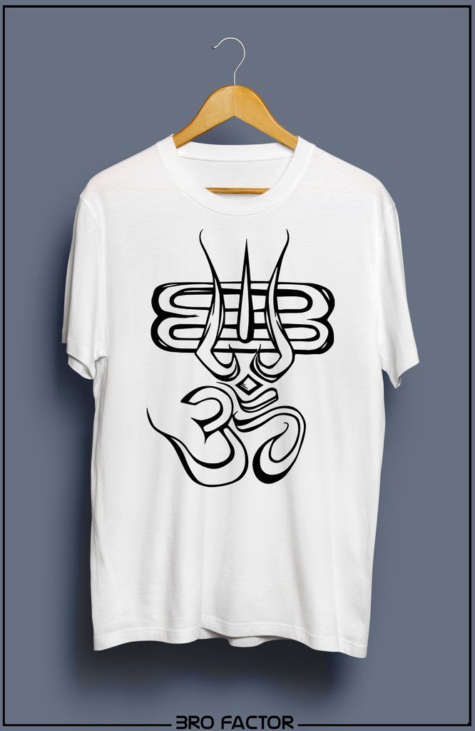 BroFactor Om With Trishool Graphic Printed T-Shirt