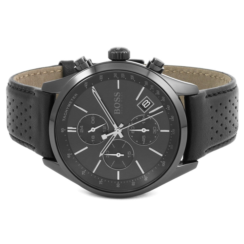 Men's Hugo Boss Black Leather Grand Prix Chronograph Watch HB1513474 – Best  Watch Company