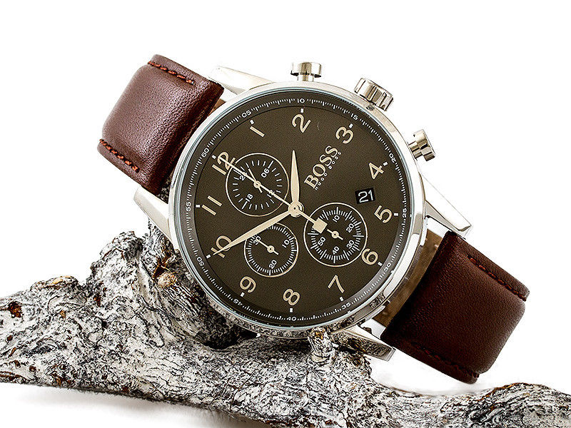 boss brown leather watch