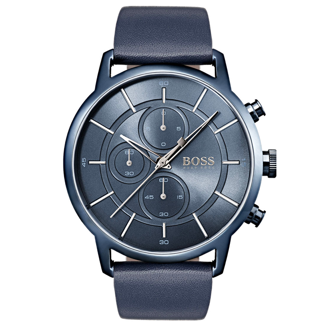 hugo boss blue leather watch