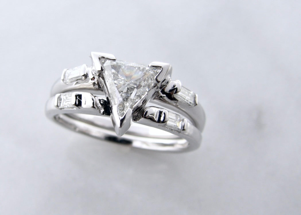 triangle diamond wedding ring