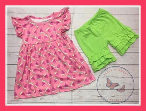 Pink Watermelon Shorts Set