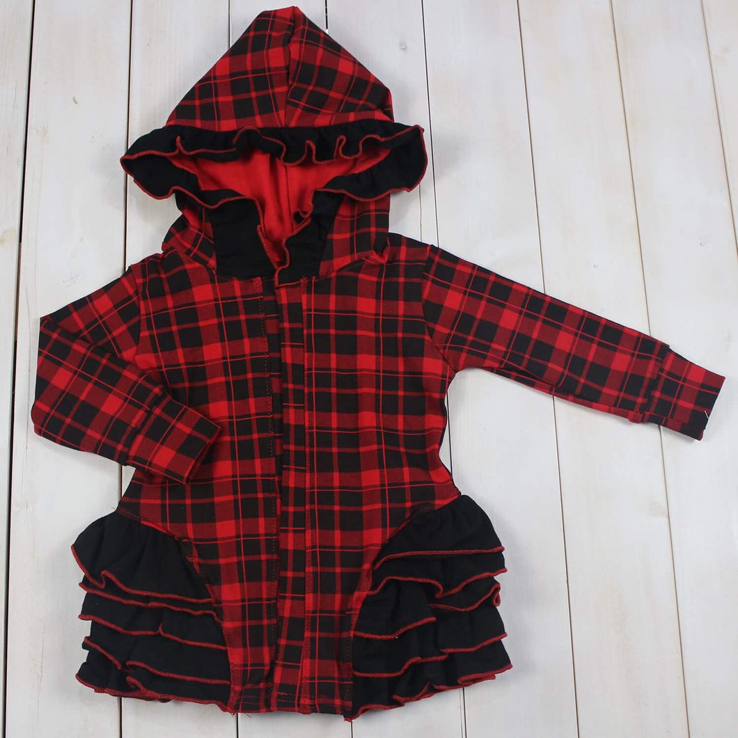 Red Plaid Hooded Jacket