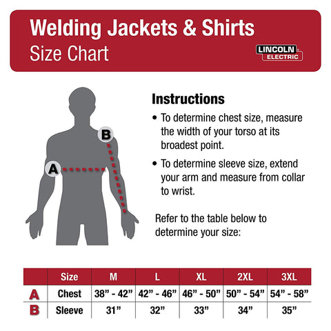 lincoln electric jacket size chart