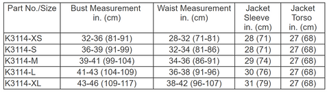 k3114 jessi combs women's welding jacket size chart