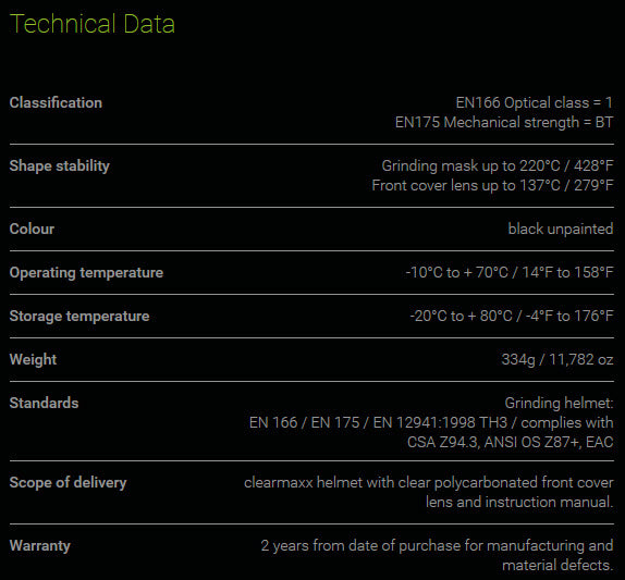 Optrel Clearmaxx Technical data