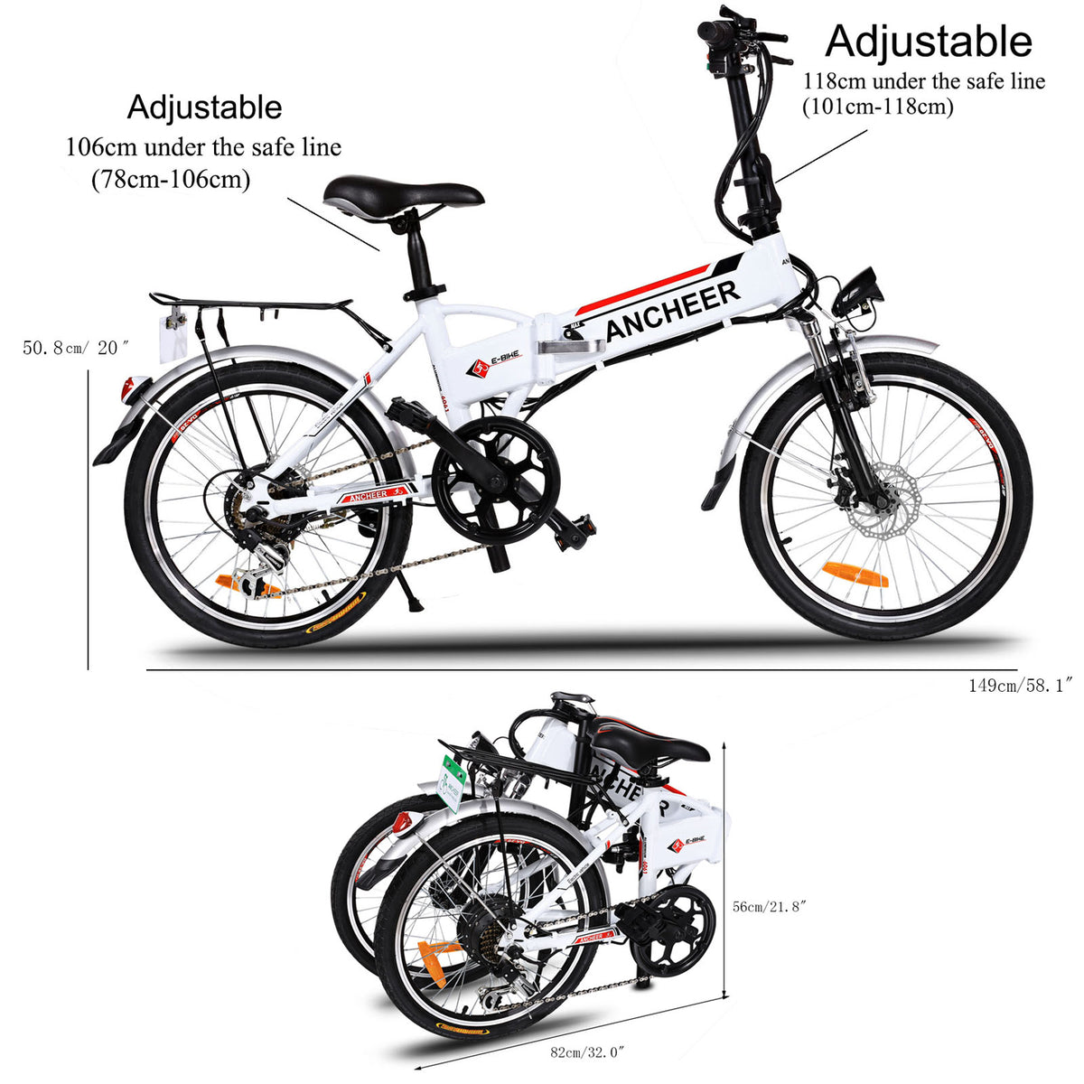 ancheer folding electric bike battery