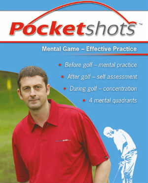 Light blue pocketshots front cover mental game effective practice with Karl Morris in red shirt