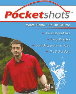 Light blue pocketshots front cover mental game on the course with Karl Morris in red shirt