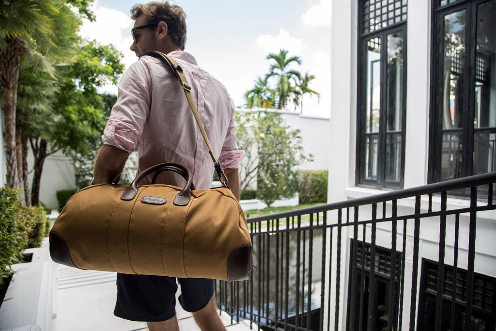 "Timeless Style" Charley Speed with his Billingham Weekender bag.