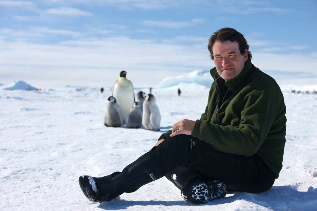 Alastair Fothergill during filming with penguins