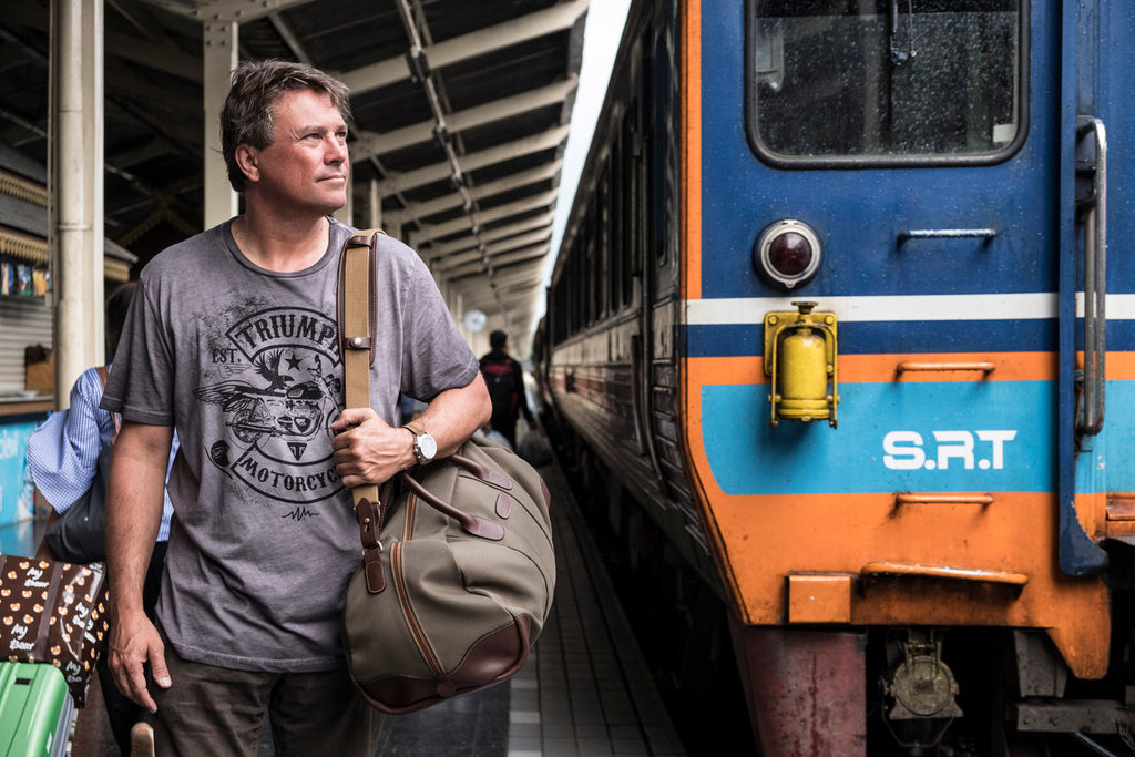 Russ Malkin with his Billingham Weekender bag.