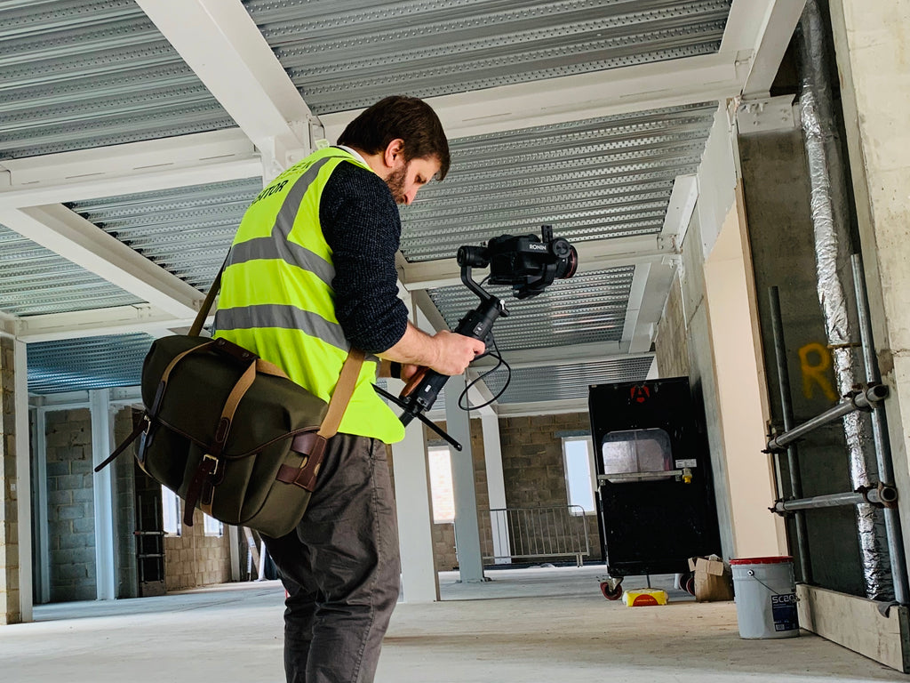 Oggi Tomic with his Billingham Hadley Large Pro Camera bag, Canon EOS R and DJI Ronin